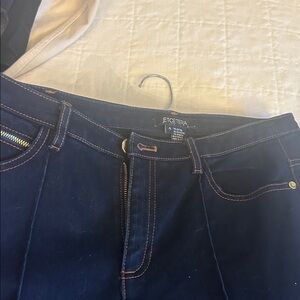 Etcetera Navy Denim Skirt with Contrast Stitching